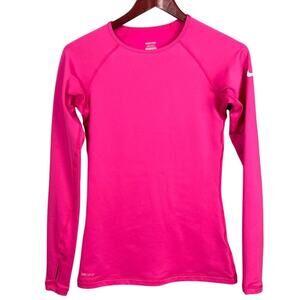 Nike Pro Women's Dri-Fit Thermal Running Shirt Hot Pink Size S Performance Tops